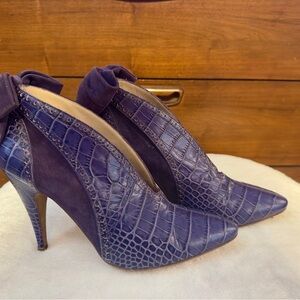 Escada Purple Stiletto Heels with Croc Texture